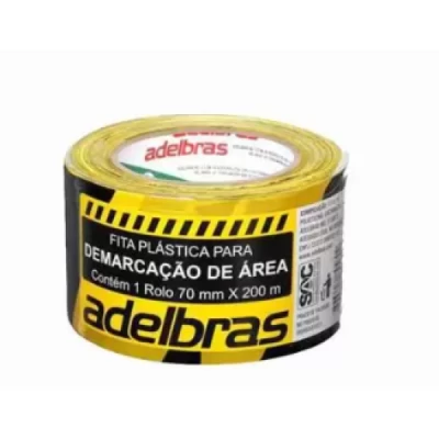 Fita Plástica Demarcação Zebrada - 70mm X 100m - Adelbras