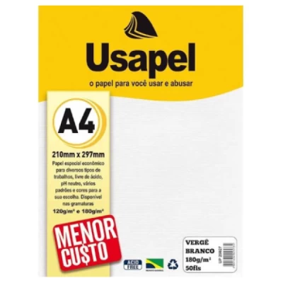 Papel Verge 180g A4 Pct C/50 Fls - Usapel